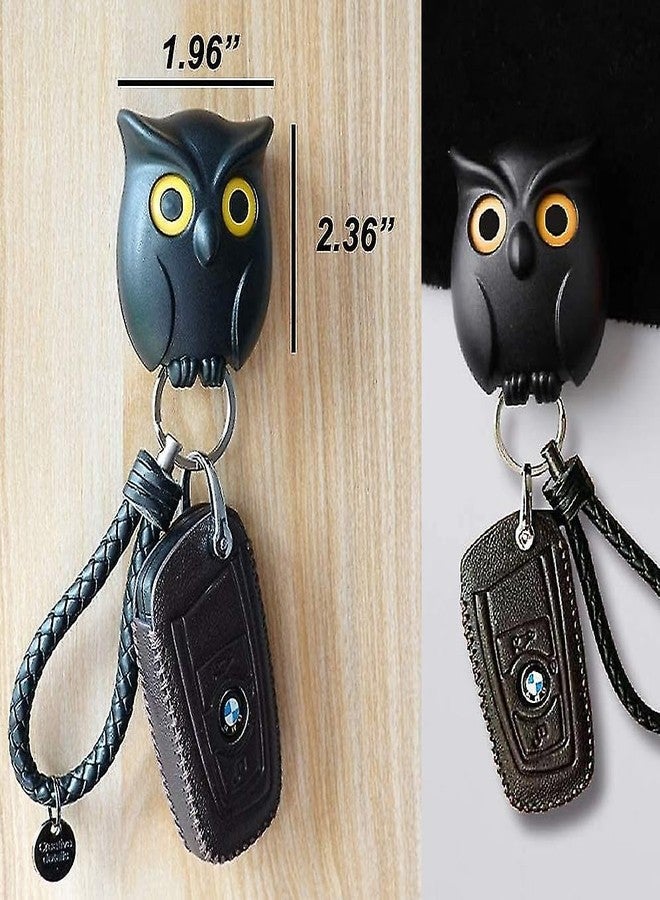 AGAS Magnetic Owl Key Holder Cute,Night Owl Keyring Holder, Automatic Open Close Eyes Creative Black Key Hanger Holder (Black) - Image 2